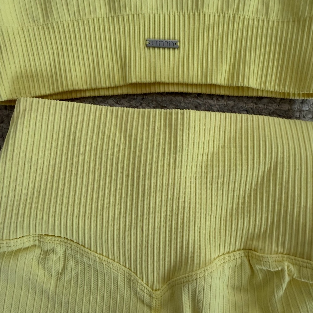 Aim’N Yellow Ribbed Crop Top and Leggings Set - Picture 4 of 11